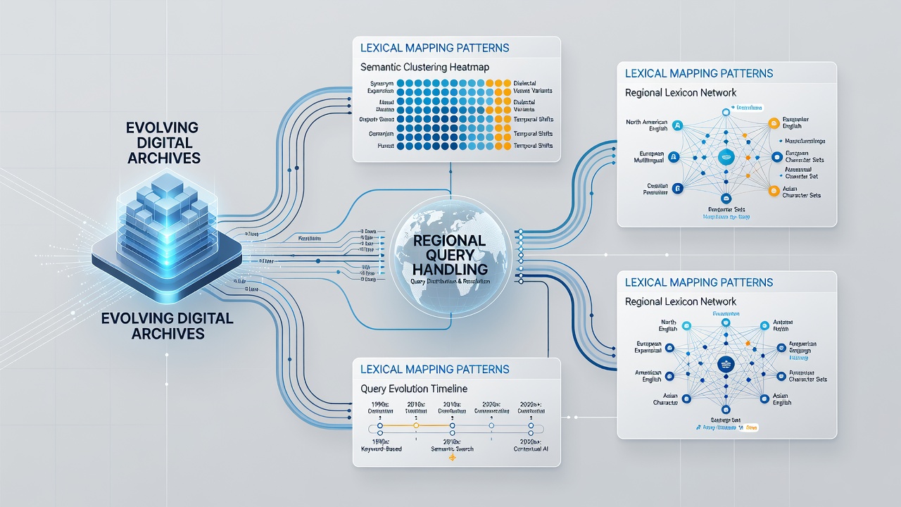 Diagram illustrating temporal changes in regional lexical mappings within digital archives